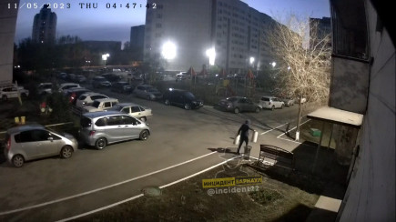 Неизвестный мужчина ворует по ночам урны в Барнауле