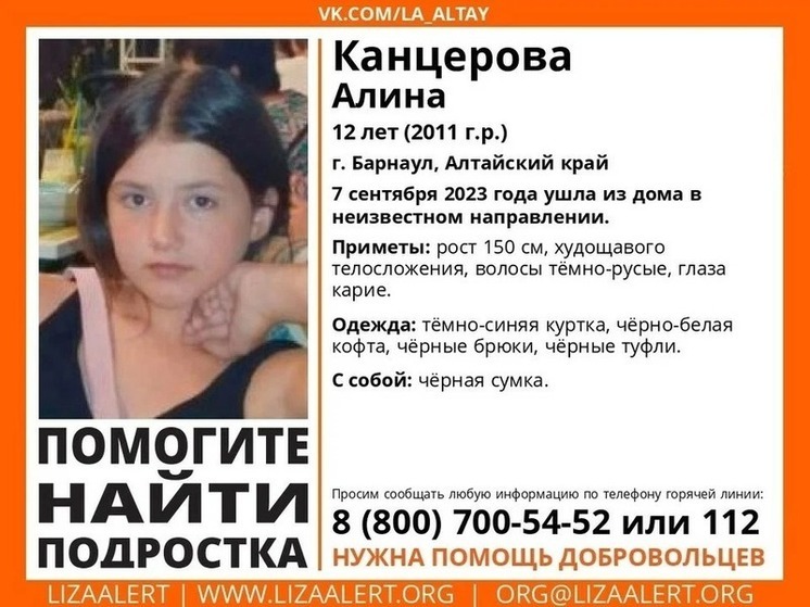 В Барнауле уже сутки ищут пропавшую 12-летнюю девочку, появились «подозреваемые»